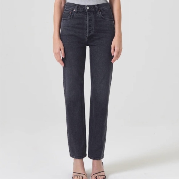Agolde Hi-Rise Stovepipe Black Women's Jeans